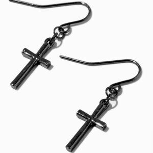 Icing Cross 0.5" Drop Earrings Black